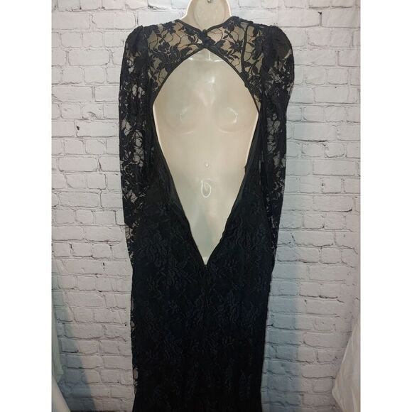 Miss Ashlee VINTAGE Women's Size 8 Black Lace Gown - Picture 8 of 12